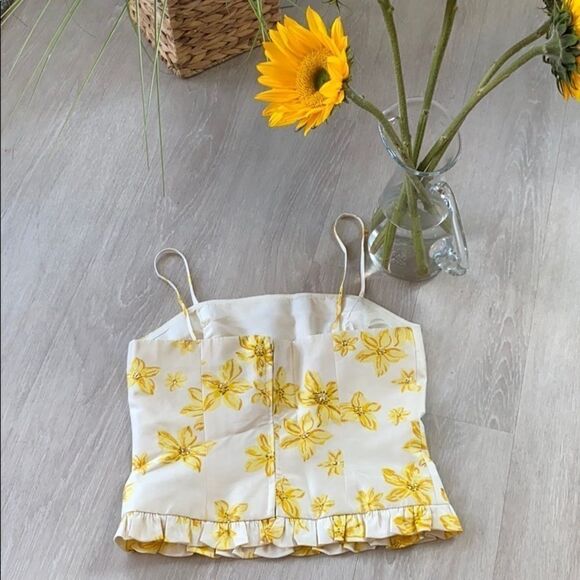 Rickie Freeman for Teri John Silk Floral Camisole Yellow size 4 - Picture 2 of 7